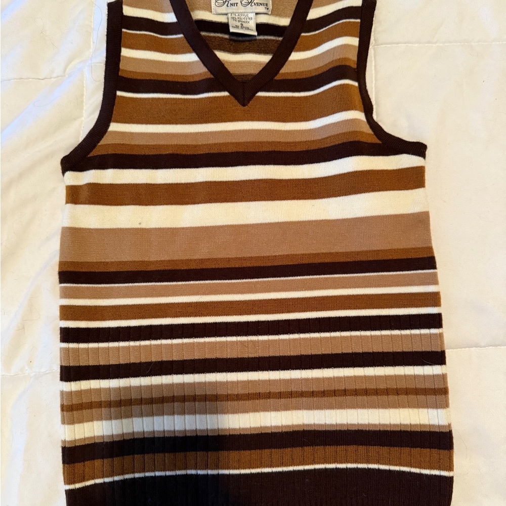 Striped 70s style Brown and Cream Sweater Vest